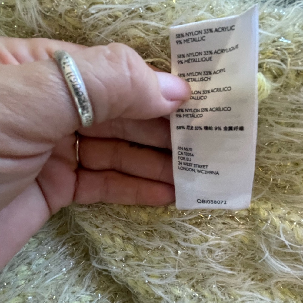 - NWOT ANTHROPOLOGIE neon yellow eyelash long sweater with tie - Picture 6 of 7